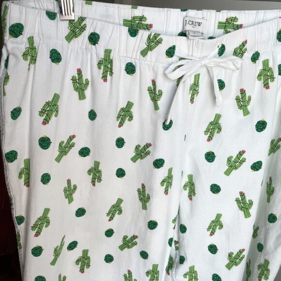 J. Crew Flannel Cotton Sleep Holiday Cactus Print Pajama Pants Size L Unisex - Picture 1 of 10